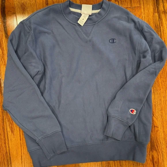 Champion Light Blue Crewneck Women's Fleece Pullover Sweatshirt Small - Picture 2 of 7